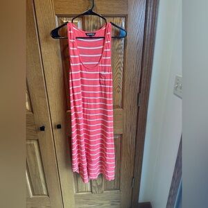 Express Size Large Coral Stripe Midi High Low Dress Sun dress Sz L